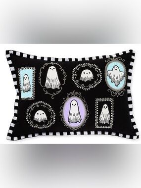 MacKenzie-Childs Ghost Family Portraits Lumbar Throw Pillow., New with tags